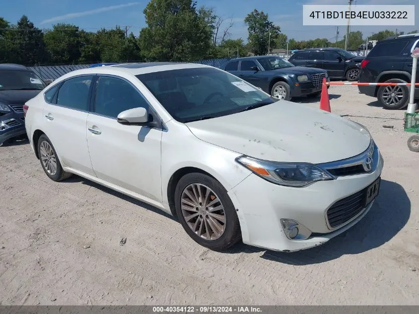 2014 Toyota Avalon Hybrid Limited VIN: 4T1BD1EB4EU033222 Lot: 40354122