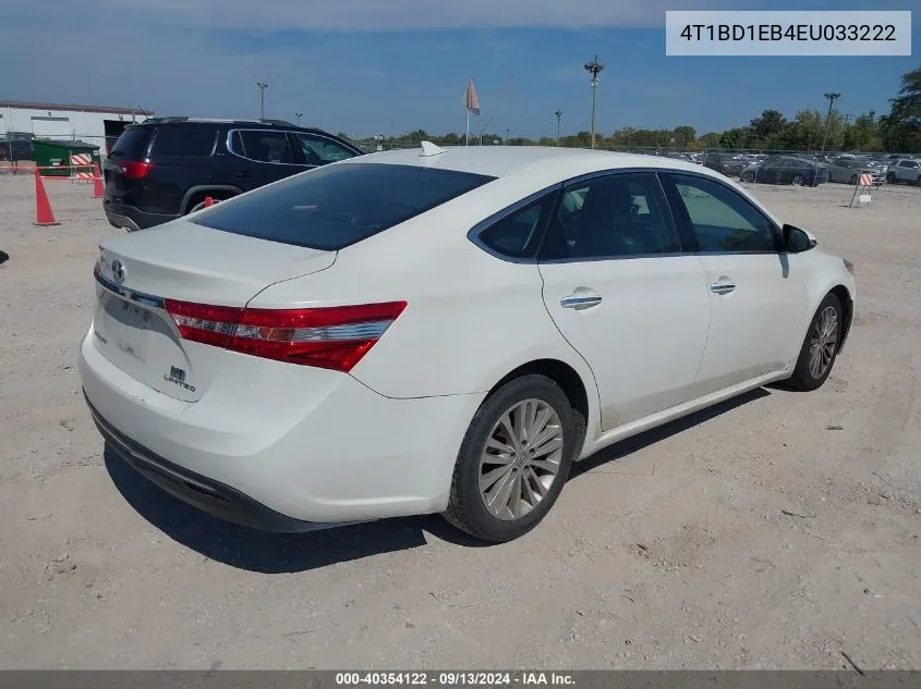 2014 Toyota Avalon Hybrid Limited VIN: 4T1BD1EB4EU033222 Lot: 40354122