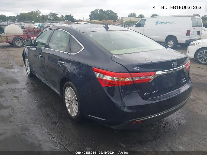 2014 Toyota Avalon Hybrid Limited VIN: 4T1BD1EB1EU031363 Lot: 40388244