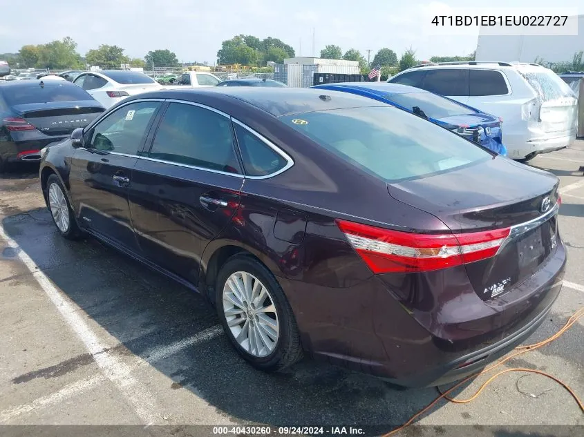 2014 Toyota Avalon Hybrid Xle Touring VIN: 4T1BD1EB1EU022727 Lot: 40430260