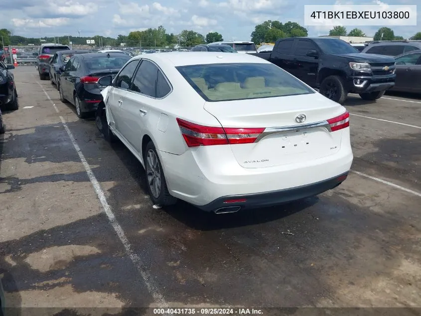 2014 Toyota Avalon Xle Touring VIN: 4T1BK1EBXEU103800 Lot: 40431735