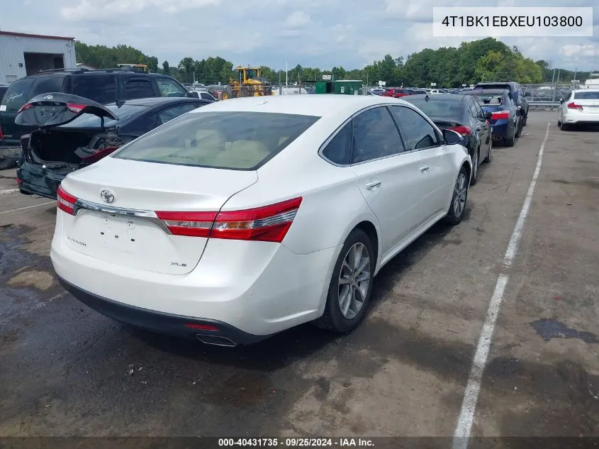 2014 Toyota Avalon Xle Touring VIN: 4T1BK1EBXEU103800 Lot: 40431735