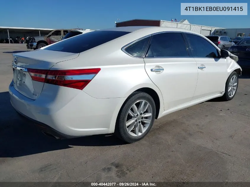 2014 Toyota Avalon Xle Premium VIN: 4T1BK1EB0EU091415 Lot: 40442077