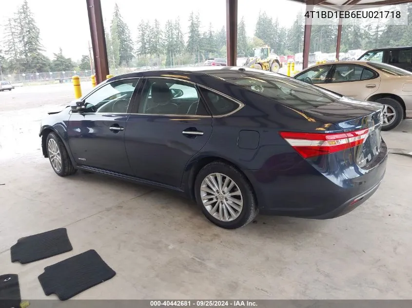 2014 Toyota Avalon Hybrid Xle Premium VIN: 4T1BD1EB6EU021718 Lot: 40442681