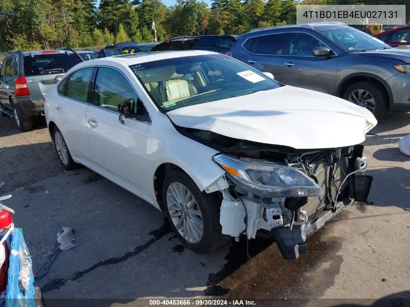 2014 Toyota Avalon Hybrid Hybrid/Prem/Tour/Ltd VIN: 4T1BD1EB4EU027131 Lot: 40453666