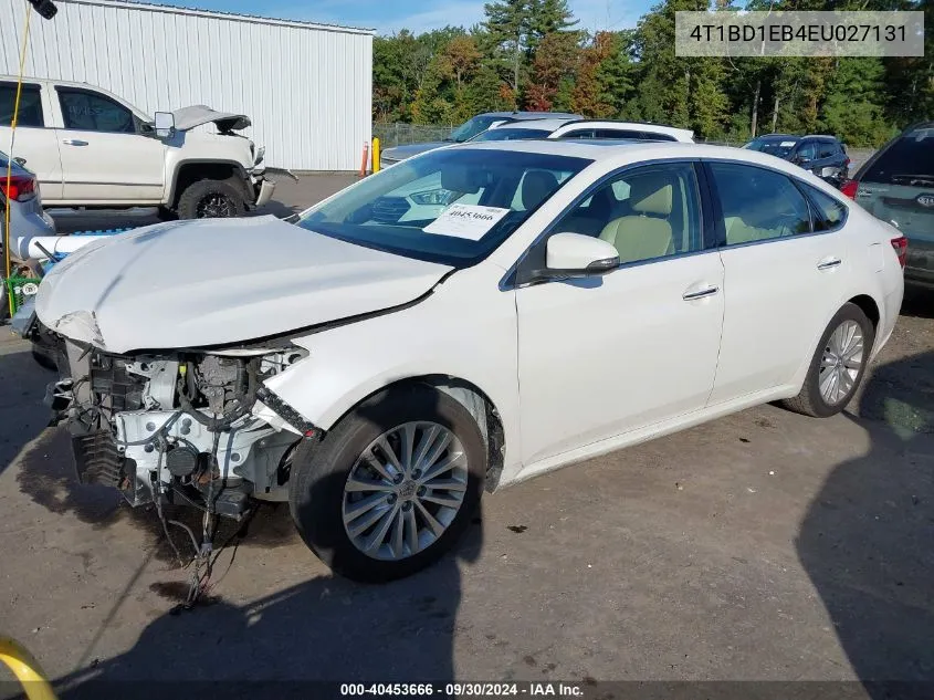 2014 Toyota Avalon Hybrid Hybrid/Prem/Tour/Ltd VIN: 4T1BD1EB4EU027131 Lot: 40453666