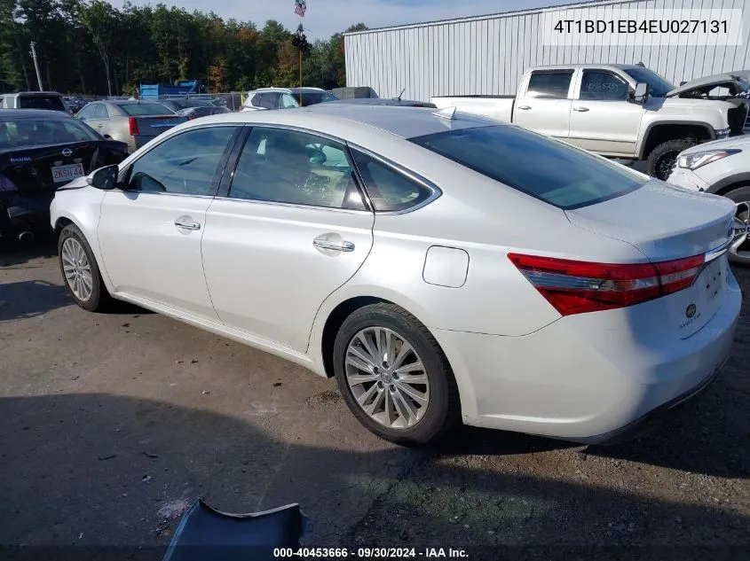 2014 Toyota Avalon Hybrid Hybrid/Prem/Tour/Ltd VIN: 4T1BD1EB4EU027131 Lot: 40453666