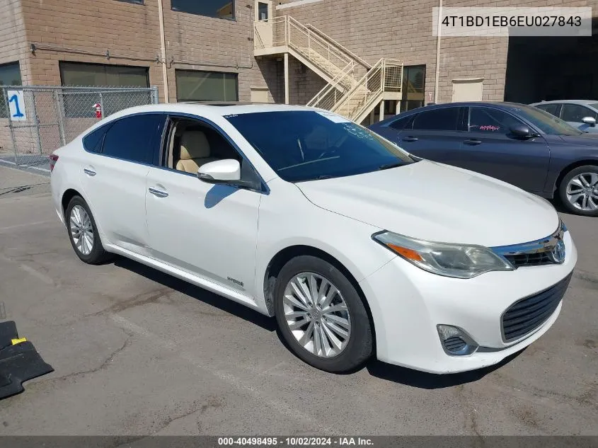 2014 Toyota Avalon Hybrid Xle Premium VIN: 4T1BD1EB6EU027843 Lot: 40498495