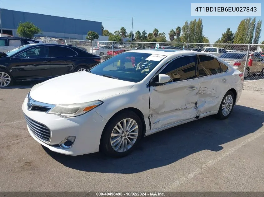 2014 Toyota Avalon Hybrid Xle Premium VIN: 4T1BD1EB6EU027843 Lot: 40498495