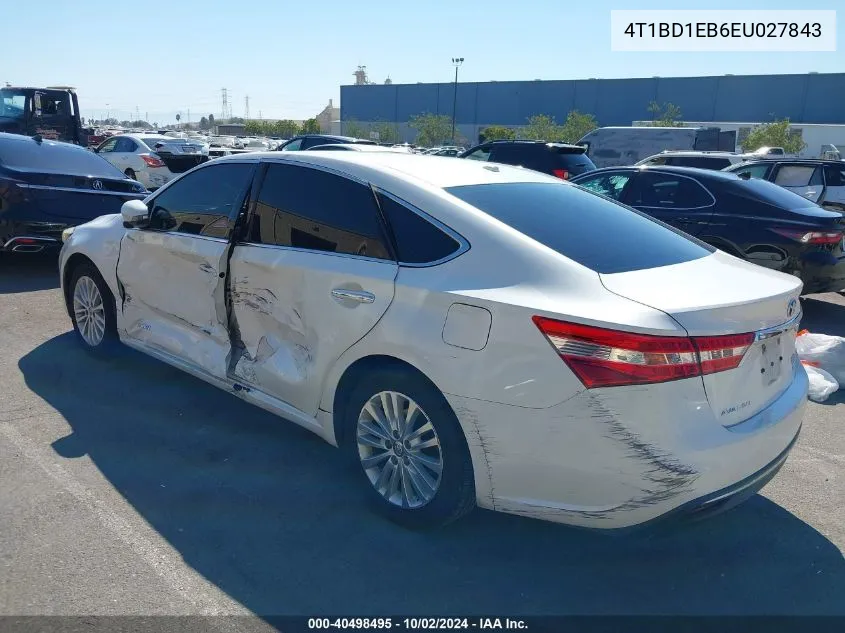 2014 Toyota Avalon Hybrid Xle Premium VIN: 4T1BD1EB6EU027843 Lot: 40498495