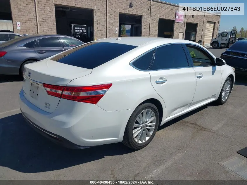 2014 Toyota Avalon Hybrid Xle Premium VIN: 4T1BD1EB6EU027843 Lot: 40498495