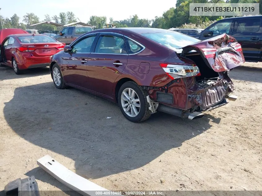 2014 Toyota Avalon Xle VIN: 4T1BK1EB3EU111219 Lot: 40510455