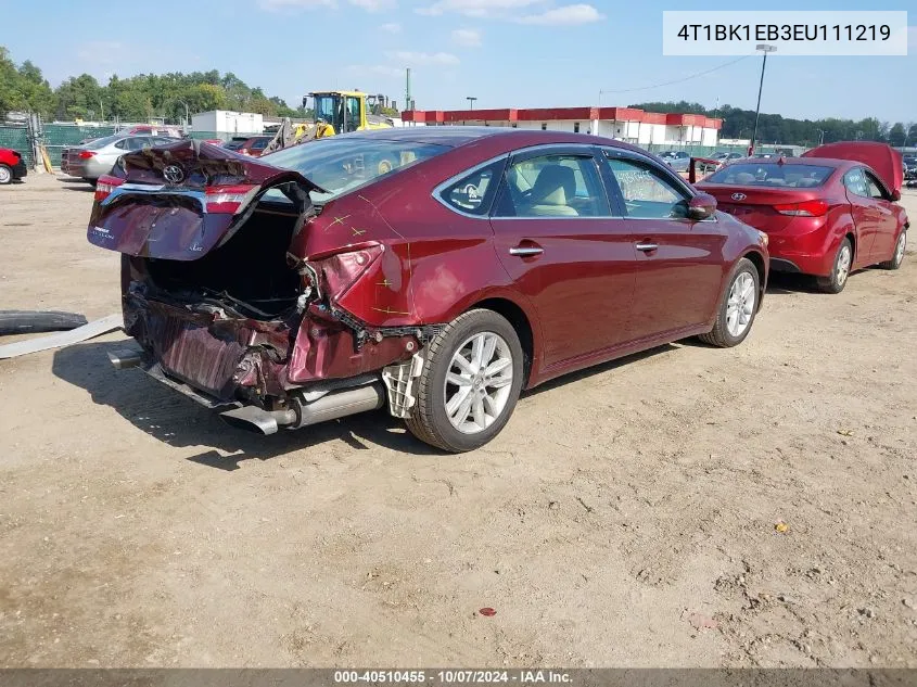 2014 Toyota Avalon Xle VIN: 4T1BK1EB3EU111219 Lot: 40510455