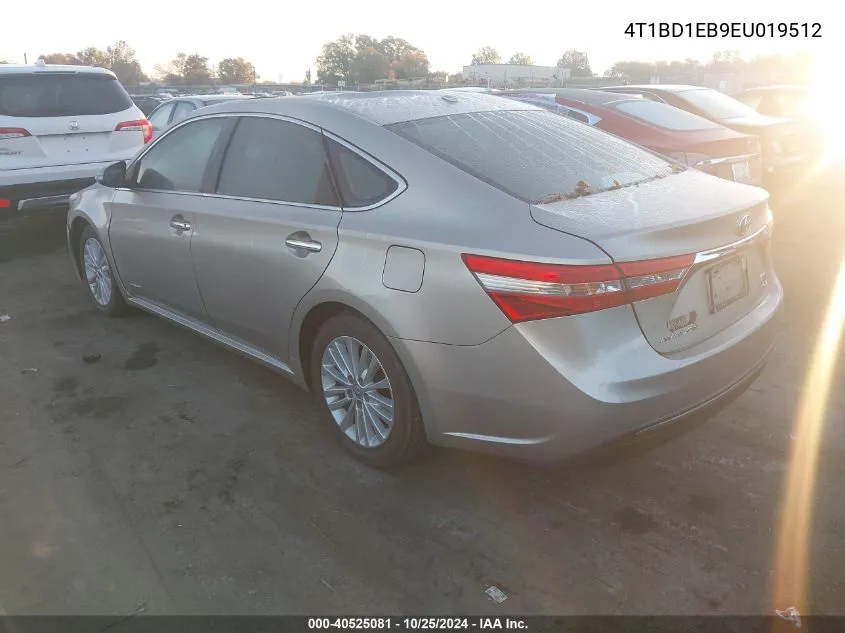 2014 Toyota Avalon Hybrid Xle Touring VIN: 4T1BD1EB9EU019512 Lot: 40525081