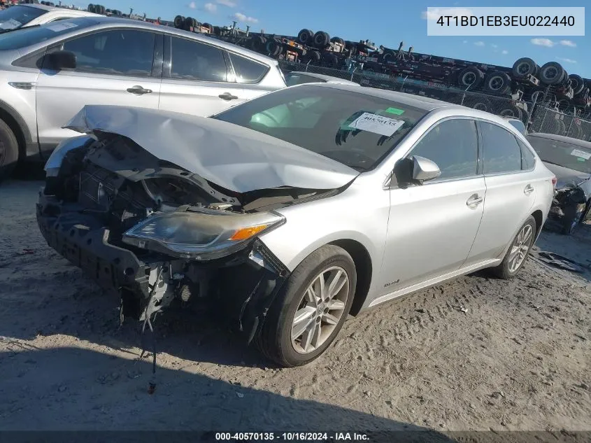 2014 Toyota Avalon Hybrid Xle Touring VIN: 4T1BD1EB3EU022440 Lot: 40570135