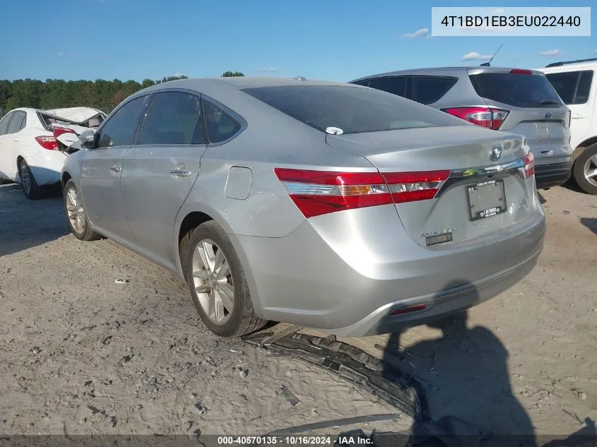 2014 Toyota Avalon Hybrid Xle Touring VIN: 4T1BD1EB3EU022440 Lot: 40570135