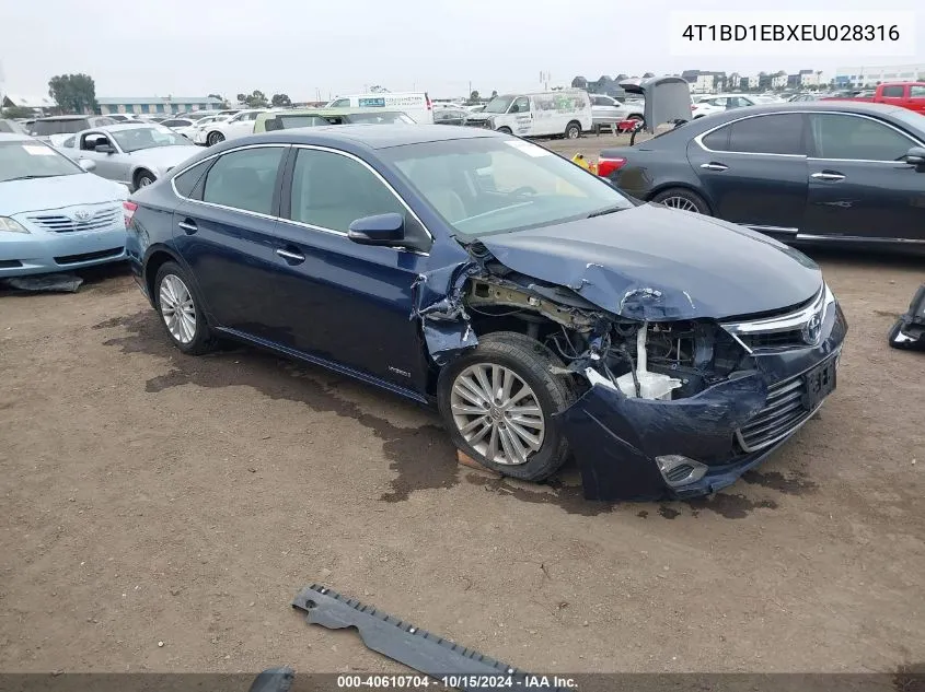 2014 Toyota Avalon Hybrid Xle Premium VIN: 4T1BD1EBXEU028316 Lot: 40610704