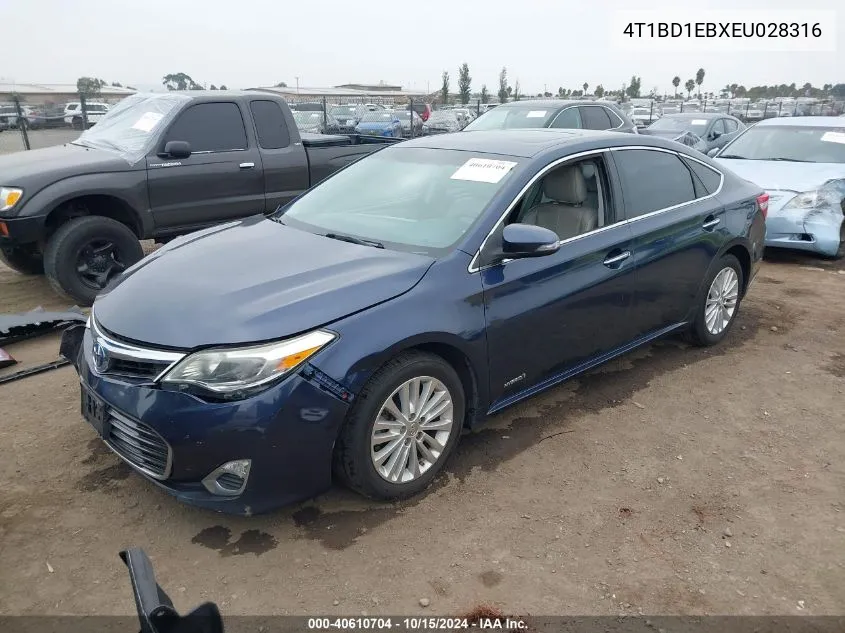 2014 Toyota Avalon Hybrid Xle Premium VIN: 4T1BD1EBXEU028316 Lot: 40610704