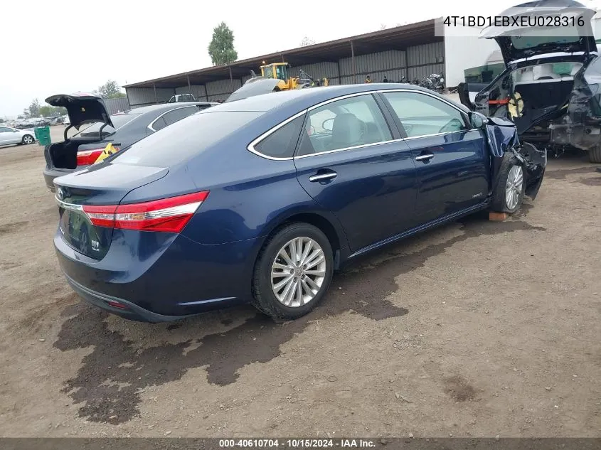 2014 Toyota Avalon Hybrid Xle Premium VIN: 4T1BD1EBXEU028316 Lot: 40610704