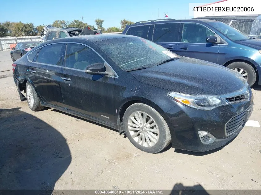 2014 Toyota Avalon Hybrid Hybrid/Prem/Tour/Ltd VIN: 4T1BD1EBXEU020006 Lot: 40648810