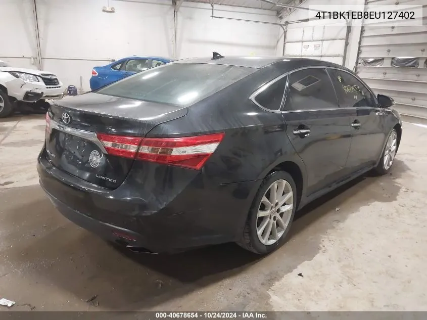 2014 Toyota Avalon Premium/Touring/Limited VIN: 4T1BK1EB8EU127402 Lot: 40678654