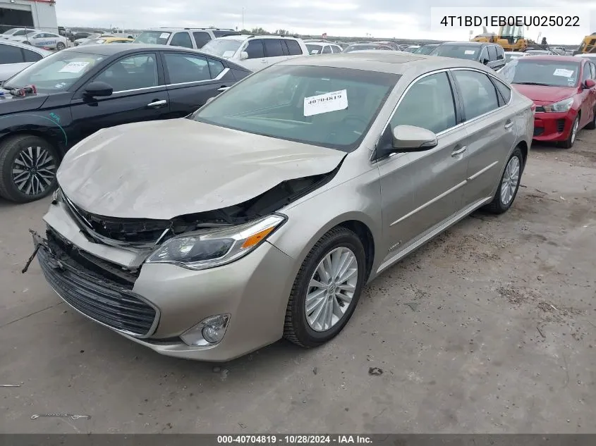 2014 Toyota Avalon Hybrid Xle Touring VIN: 4T1BD1EB0EU025022 Lot: 40704819