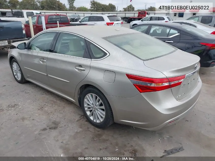 2014 Toyota Avalon Hybrid Xle Touring VIN: 4T1BD1EB0EU025022 Lot: 40704819