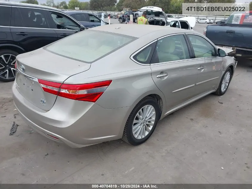 2014 Toyota Avalon Hybrid Xle Touring VIN: 4T1BD1EB0EU025022 Lot: 40704819