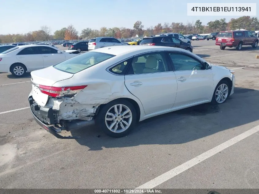 2014 Toyota Avalon Xle Premium VIN: 4T1BK1EB1EU113941 Lot: 40711802