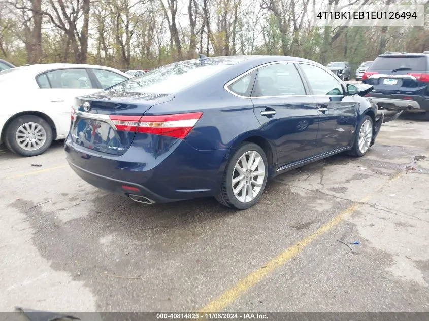 2014 Toyota Avalon Limited VIN: 4T1BK1EB1EU126494 Lot: 40814825