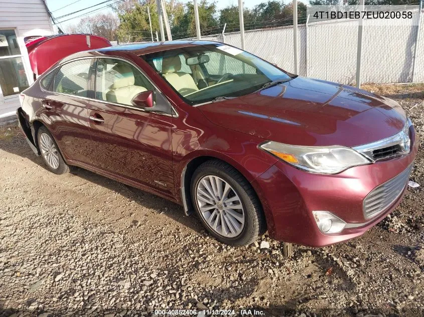 2014 Toyota Avalon Hybrid Xle Touring VIN: 4T1BD1EB7EU020058 Lot: 40852406