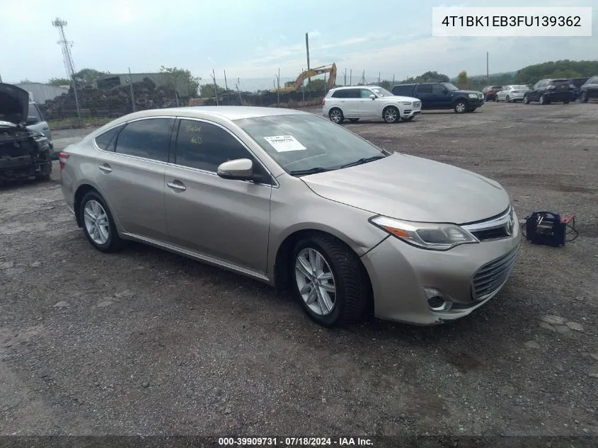 2015 Toyota Avalon Xle VIN: 4T1BK1EB3FU139362 Lot: 39909731