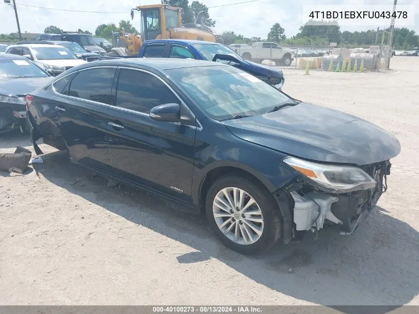 2015 Toyota Avalon Hybrid Xle Touring VIN: 4T1BD1EBXFU043478 Lot: 40100273