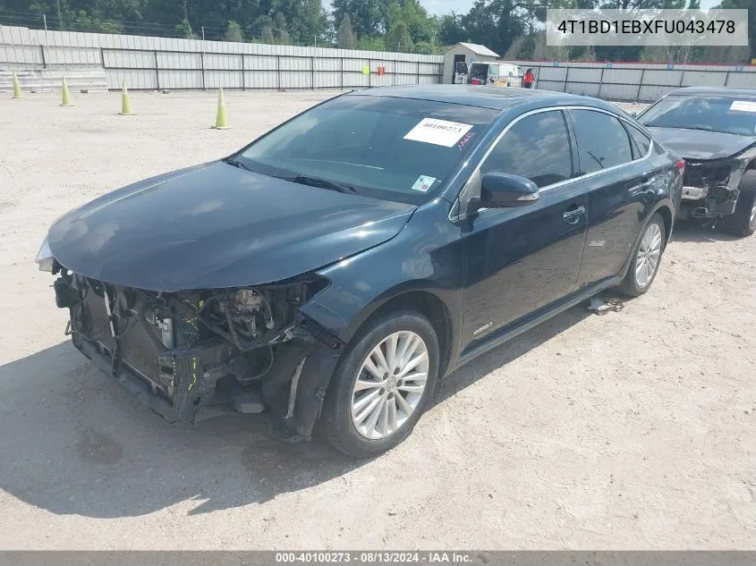 2015 Toyota Avalon Hybrid Xle Touring VIN: 4T1BD1EBXFU043478 Lot: 40100273