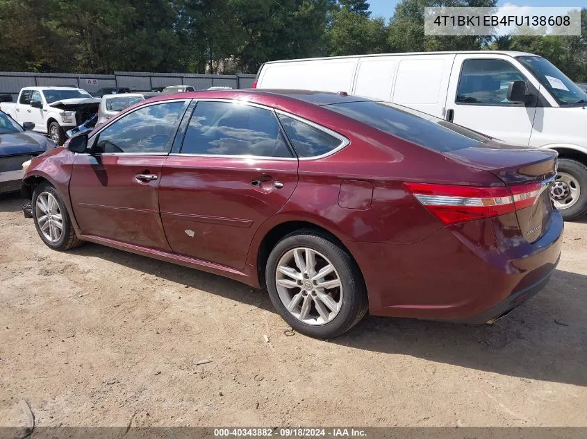 2015 Toyota Avalon VIN: 4T1BK1EB4FU138608 Lot: 40343882