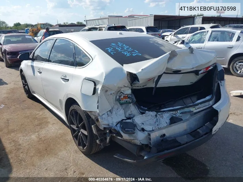 2015 Toyota Avalon Xle Touring VIN: 4T1BK1EB0FU170598 Lot: 40354676