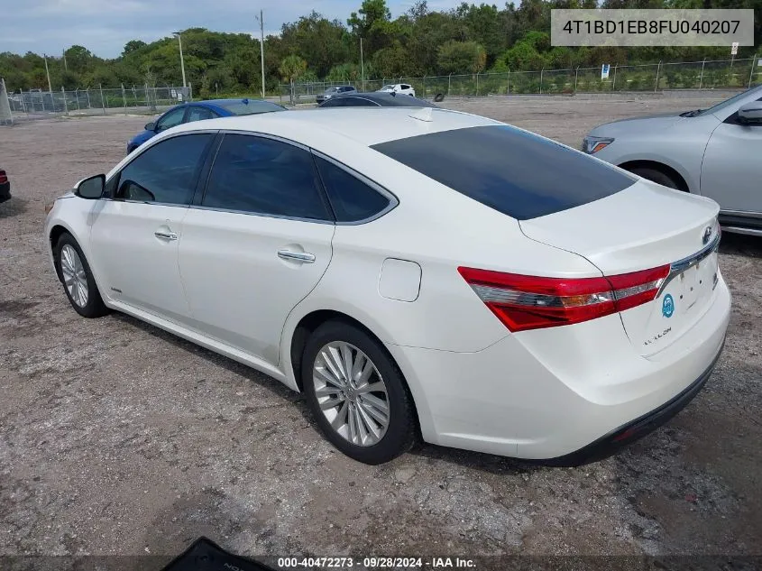 2015 Toyota Avalon Hybrid Limited VIN: 4T1BD1EB8FU040207 Lot: 40472273