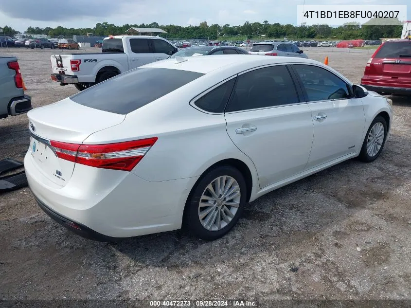 2015 Toyota Avalon Hybrid Limited VIN: 4T1BD1EB8FU040207 Lot: 40472273