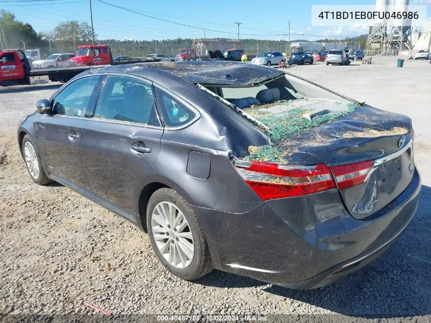 2015 Toyota Avalon Hybrid Xle Touring VIN: 4T1BD1EB0FU046986 Lot: 40487108