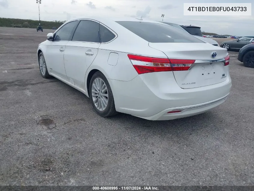 2015 Toyota Avalon Hybrid/Prem/Tour/Ltd VIN: 4T1BD1EB0FU043733 Lot: 40608995