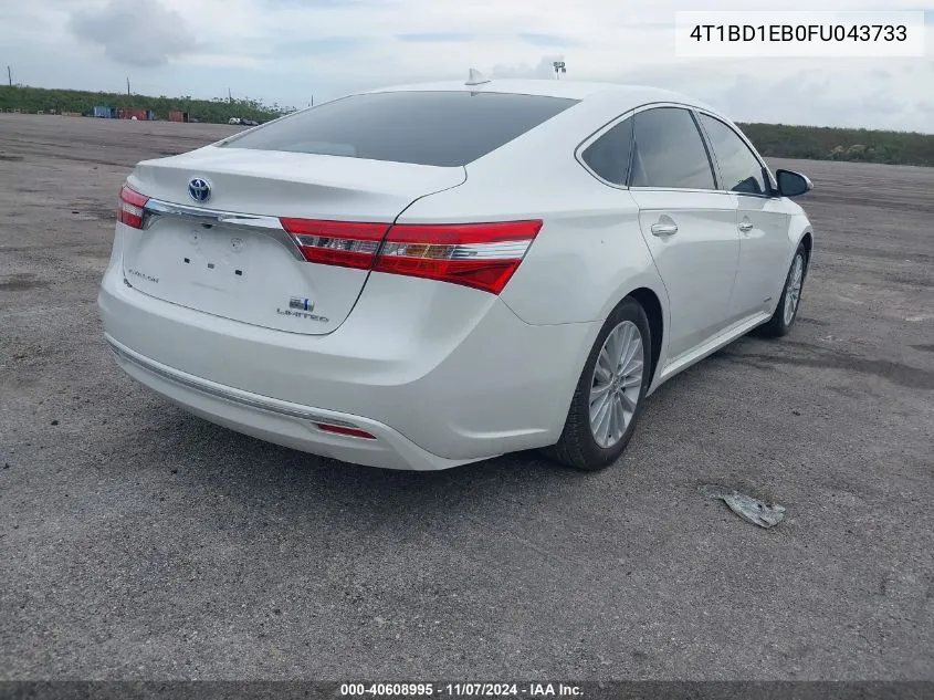 2015 Toyota Avalon Hybrid/Prem/Tour/Ltd VIN: 4T1BD1EB0FU043733 Lot: 40608995