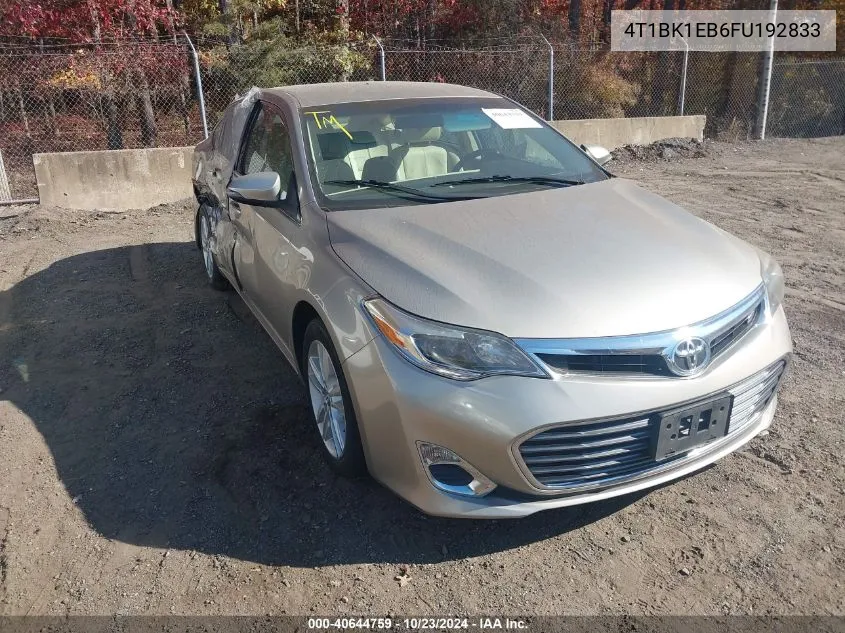 2015 Toyota Avalon Xle VIN: 4T1BK1EB6FU192833 Lot: 40644759