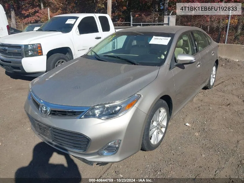 2015 Toyota Avalon Xle VIN: 4T1BK1EB6FU192833 Lot: 40644759