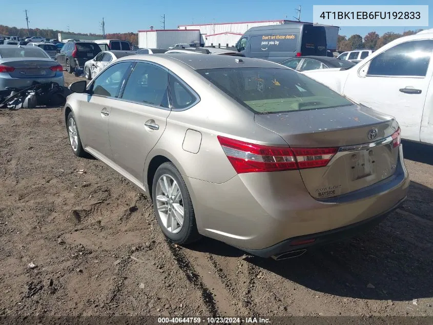 2015 Toyota Avalon Xle VIN: 4T1BK1EB6FU192833 Lot: 40644759