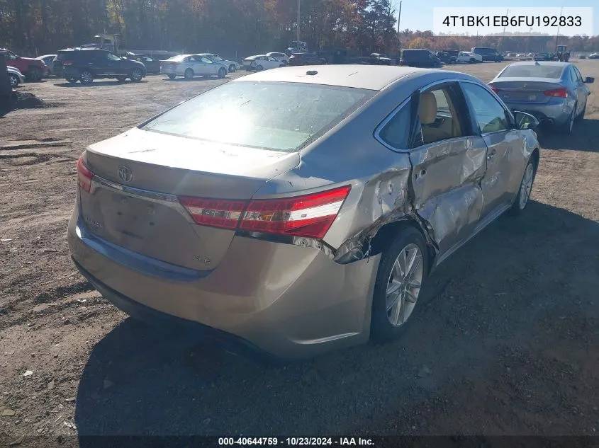 2015 Toyota Avalon Xle VIN: 4T1BK1EB6FU192833 Lot: 40644759