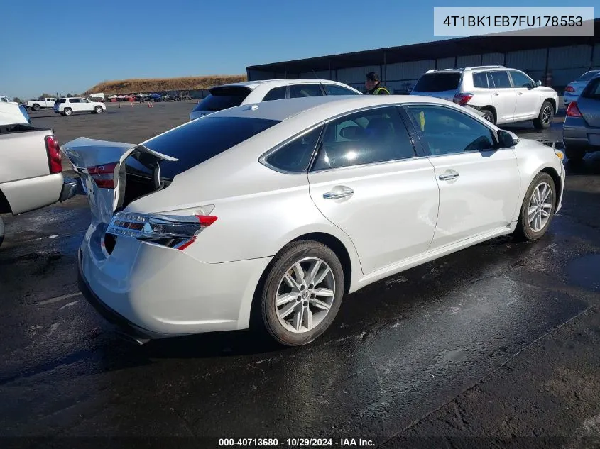 2015 Toyota Avalon Xle Premium VIN: 4T1BK1EB7FU178553 Lot: 40713680