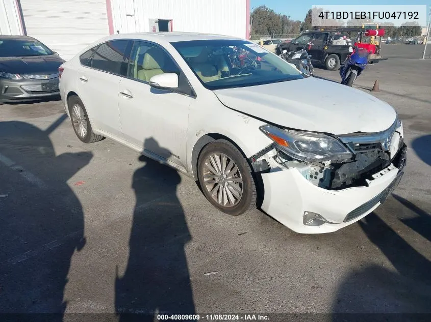 2015 Toyota Avalon Hybrid Xle Touring VIN: 4T1BD1EB1FU047192 Lot: 40809609