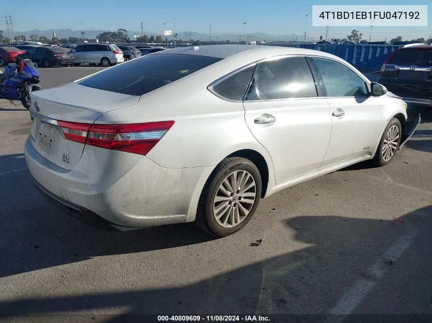 2015 Toyota Avalon Hybrid Xle Touring VIN: 4T1BD1EB1FU047192 Lot: 40809609