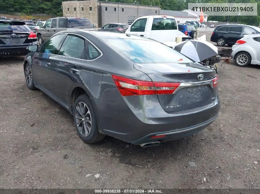 2016 Toyota Avalon Xle VIN: 4T1BK1EBXGU219405 Lot: 39938235