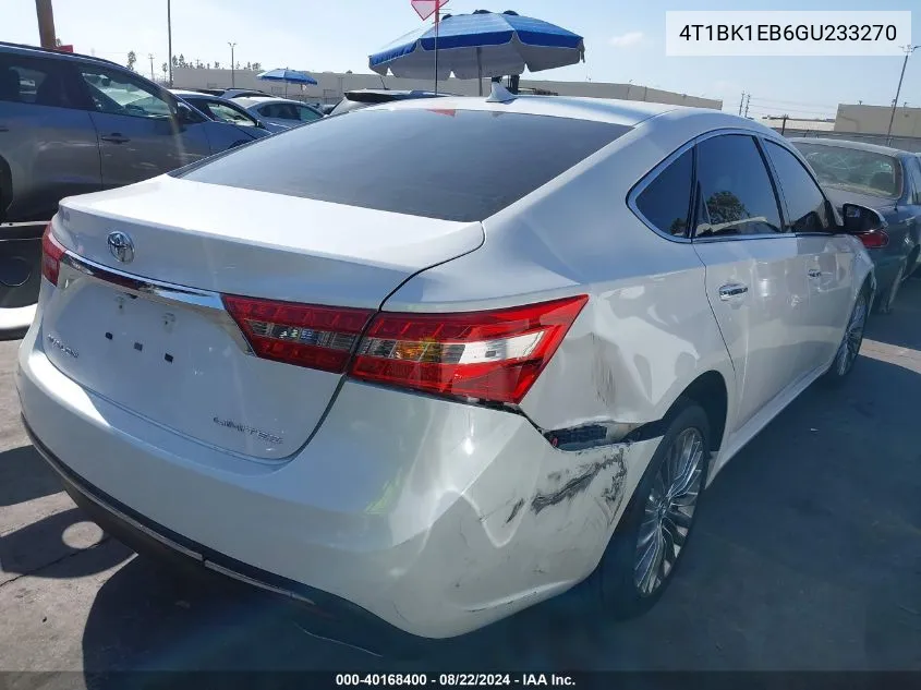 2016 Toyota Avalon Limited VIN: 4T1BK1EB6GU233270 Lot: 40168400